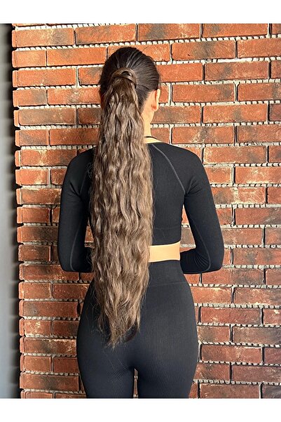 Suzan Peruk Light Brown Fluffy Wavy Tie-Up Ponytail