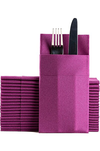 elaia منديل جيب من القماش الأرجواني Airlaid 1/8 منديل قابل للطي 50 قطعة في ال...