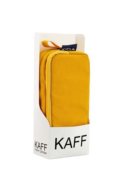 KAFF 01105 Crinkle Fabric Πλένεται Θήκη για στυλό με διπλή θήκη - Κίτρινο