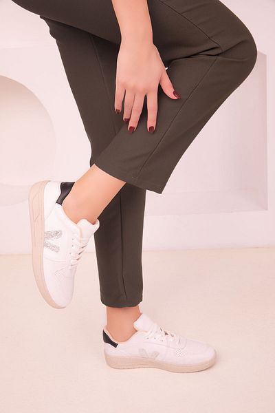 SOHO White-Silver-Black Women's Sneakers 18108
