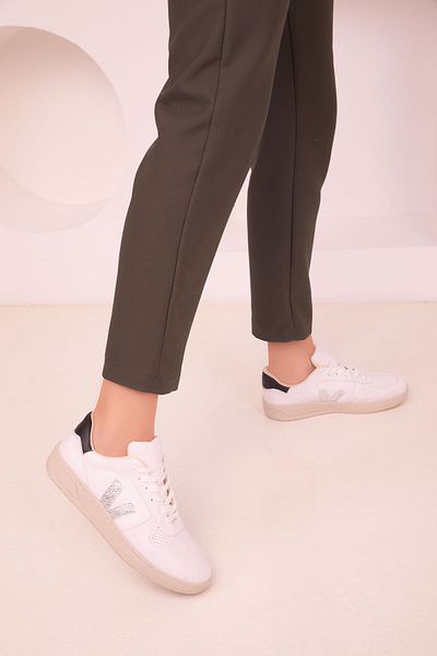 SOHO White-Silver-Black Women's Sneakers 18108
