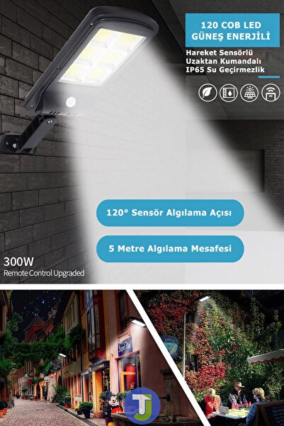 Technojet Kumandalı 120cob Ledli 6 Gözlü Solar Bahçe Aydınlatma Güneş Enerjili Lambası Projektör