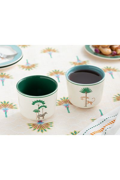 English Home Exotic Shine Stoneware 2-Piece Mug 270 ml Green-Blue