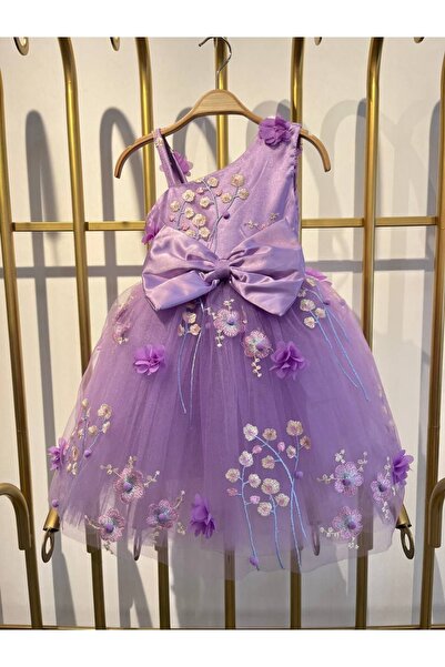 Sare Çocuk Giyim Kız Çocuk Elbise Prenses Model Çiçek Figürlü Yarım Kol Çok Katlı Tütü Çocuk Abiye Elbise