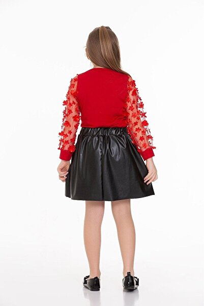 Muraty Kız Çocuk 3-10 Yaş Kolları Dantelli Badi Deri Etekli Ikili Takım