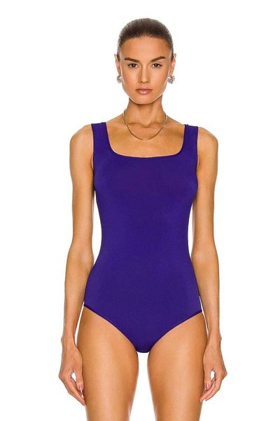 Zagrep Women's Purple Wide Strap Silk Jersey Bodysuit