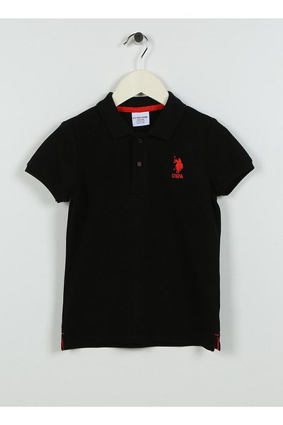 U.S. Polo Assn. Tricou negru simplu pentru băiat Tp01ıy023