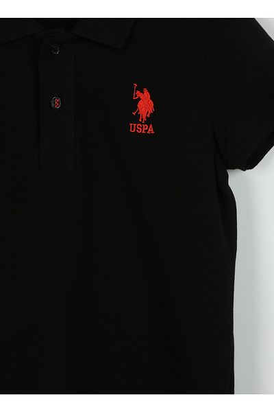 U.S. Polo Assn. Tricou negru simplu pentru băiat Tp01ıy023