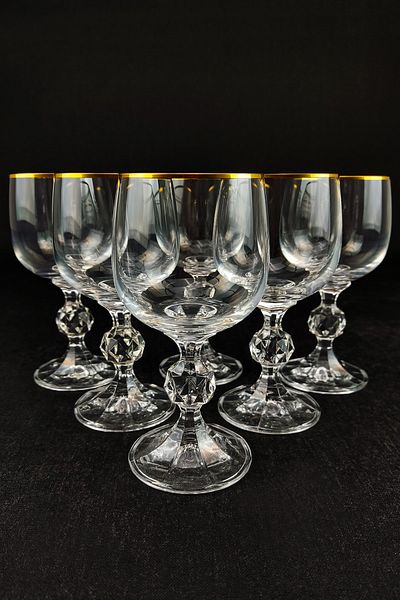 Digithome Lombardino Bohemia Crystal 6-Piece Glass Coffee Side Water Glass Gold - 0150 C1-1-51