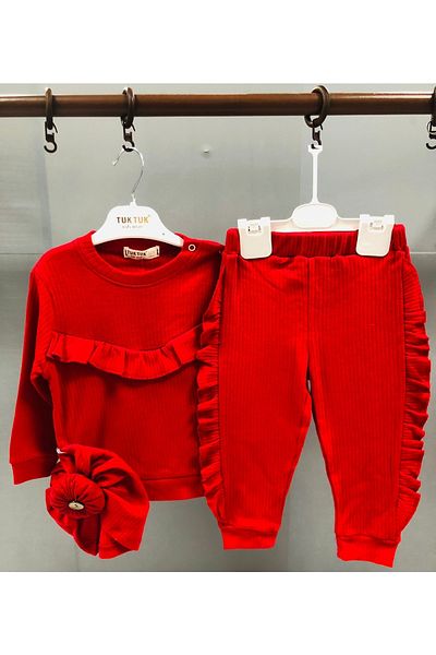 YKŞ Kids Club Ykş Kids Ruffled Boned Ribbed Baby Set