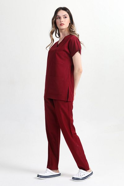 BAŞAK Γυναικεία Βουργουνδία Yarasakol Scrubs Doctor Nurse Τζέρσεϊ (ΥΦΑΣΜΑ ALPAKA)