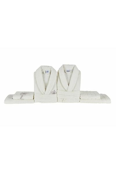 Karaca Home Bathrobe Family Bath Set Desma White