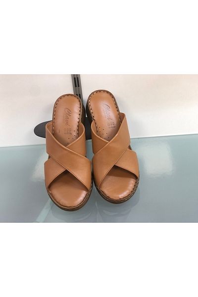 KAFKASLAR AYAKKABI Kafkaslar Genuine Leather Full Orthopedic Padding Pillow Sole Mother Slippers
