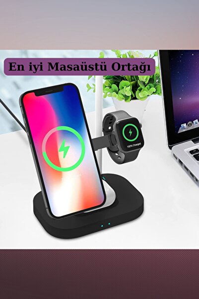 Fuchsia Ud24 Kablosuz Magsafe Şarj Standı 4in1 Lambalı Şarj Istasyonu 15w, Hızlı Şarj