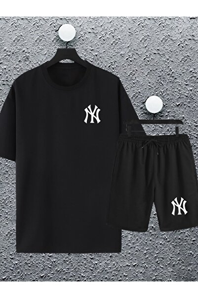 macklin Unisex New York Yankee NY Štampano Oversize kroj majica i šortsevi tr...