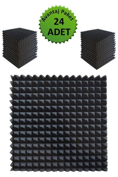 Birlik Sünger Akustik Yapışkanlı Ses Yalıtım Süngeri-50x50x4-piramit Kesim/24...