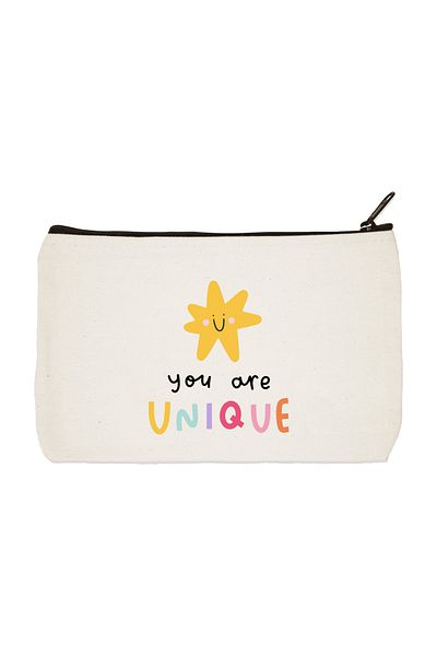 designedfy You Are Unique Printed υφασμάτινη τσάντα μακιγιάζ, θήκη για στυλό, τσάντα χειρός