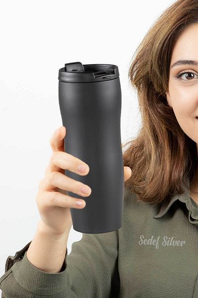 SEDEF SİLVER Double Layer 450 ml Stainless Steel Coffee Tea Mug Thermos Cup 510