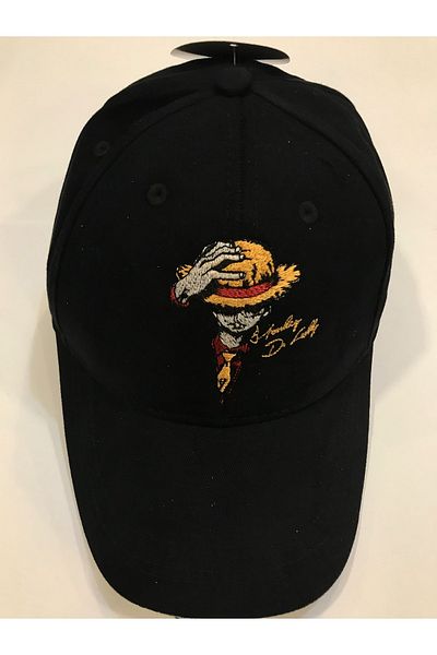 Orijin Tekstil One Piece Monkey D. Luffy Embroidered Unisex Black Hat