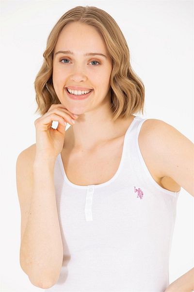 U.S. Polo Assn. Tricou de bază cu gât roșu pentru femei