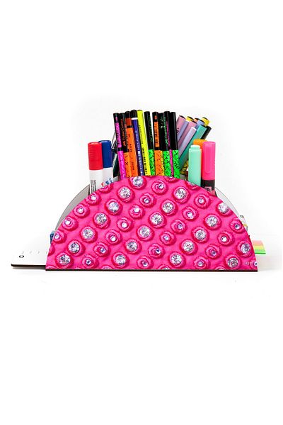 kutuTR Wooden Vip Mixed Rainbow Ruled Desktop Pen Holder Organizer with Assembled Box