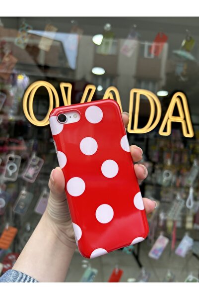 OVADA Iphone 7/8/se Uyumlu Kamera Korumalı Puantiye Desenli Silikon Kılıf