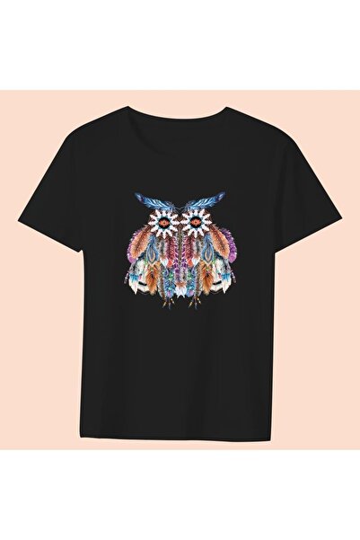 GALASHOP ريشة خريطة تي شيرت أسود Model13