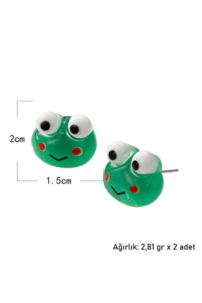 BP Tattoo Keroppi Sevimli Kurbağa 2'li Genç Ve Çocuk Küpe