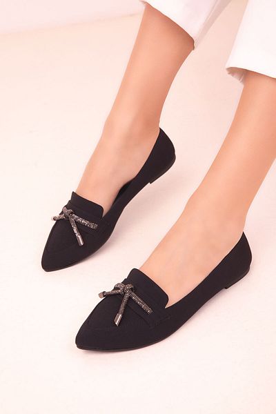 SOHO Black Matte Satin Women's Ballerinas 18010