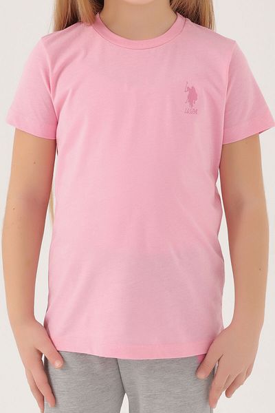 U.S. Polo Assn. Set de pijamale cu mânecă scurtă pentru fată, roz deschis, roz
