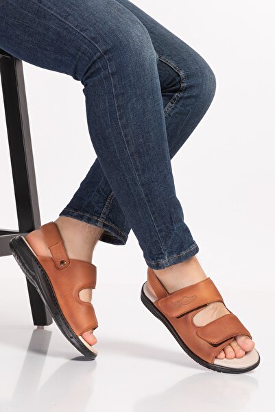 DİA COMFORT Erkek Diyabetik Ve Tam Ortopedik Siyah Hakiki Deri Sandalet