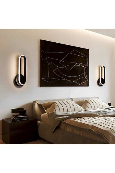 LIGHTMORE Decorative Oval Wall Lamp Led Sconce, Black, 6500k White Light
