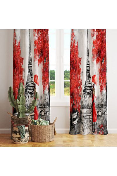 stellahomes Paris Themed Digital Printed Background Curtain Single Wing
