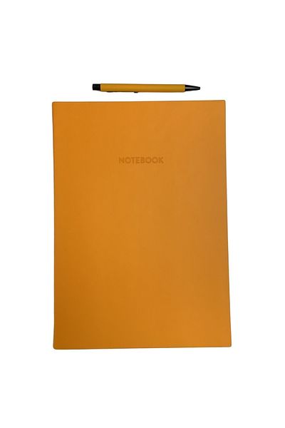 blume Acar Thermo Leather Notebook with Flexible Cover 21*30 Cm 128 Pages Lined-checkered-dot-unlined Pages Orange