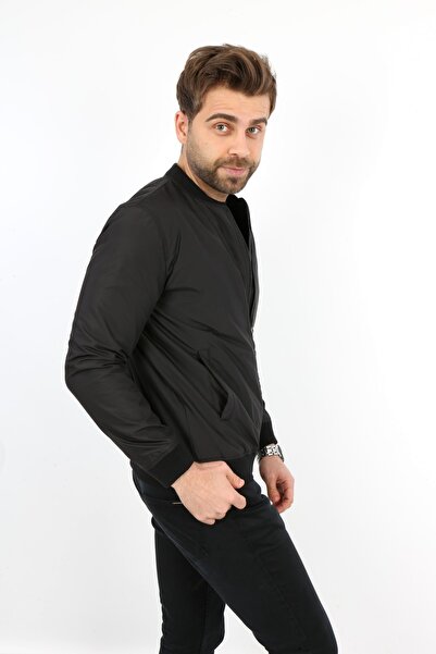 B&T Black Men's Double Pocket Summer Coat