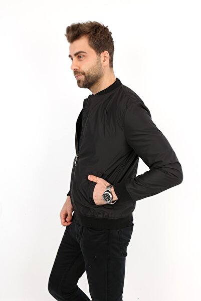 B&T Black Men's Double Pocket Summer Coat