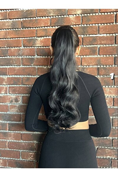 Suzan Peruk Coada de cal ondulată cu cataramă, neagră