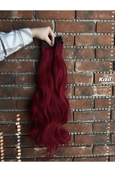 Suzan Peruk 8 Pieces Fiber Synthetic Wavy Snap - Red