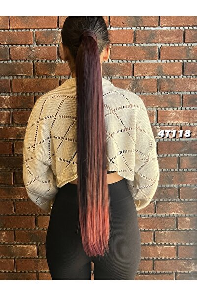 Suzan Peruk Dark Red Tied Straight Ponytail - (a-y)