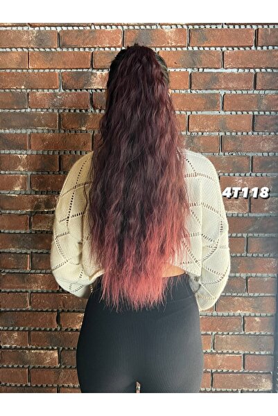 Suzan Peruk Fluffy Ponytail with Dark Red Buckle and Wave