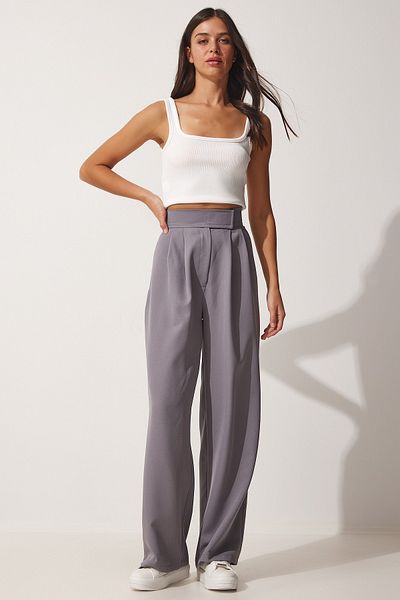 Happiness İstanbul Women's Smoked Waist Velcro Closure Loose Pants YL00001
