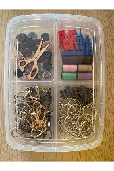 Bayev 1 Piece 4 Compartment Sewing and Jewelry Box with Lid - Thread Bead Screw Storage Box