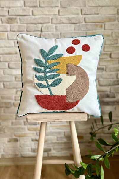 SWITA Κάλυμμα μαξιλαριού με κεντημένο μαξιλάρι 4 τεμαχίων σε συνδυασμό