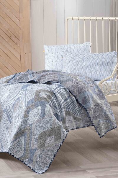 Sarev Mavi %100 Ipliği Boyalı Pamuk Bebek Nevresim Takımı