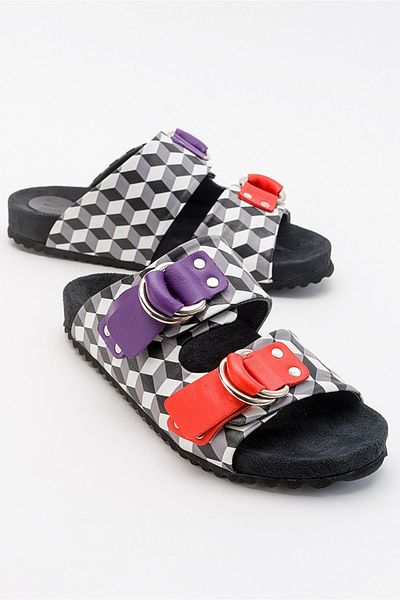 LuviShoes Leal Black Genuine Leather Women's Slippers