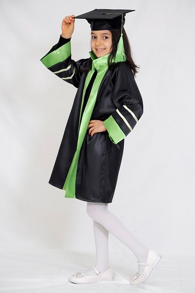 Mezuniyetshop Graduation Cap Cube Kindergarten Black Green Striped