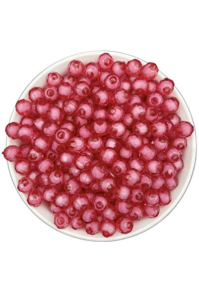 Hedef Bijuteri 50 جرام 8 مم فوشيا / خرز أكريليك وردي داكن على شكل قرص العسل م...