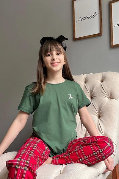 Pijamaevi Green Jr. Short Sleeve Mother Daughter Family Pajamas - Kids Set