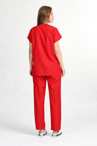 BAŞAK Set de tricou pentru medic asistentă cu exfoliant roșu pentru femei (țesătură ALPAKA)