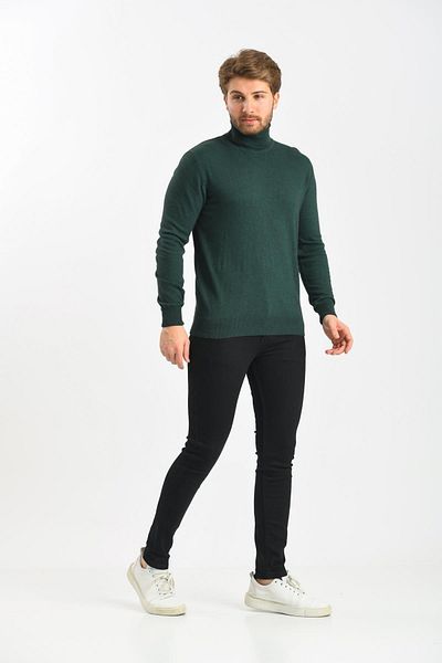 Çizgi Triko Ανδρικό πουλόβερ Full Fisherman Khaki Angora Rabbit Wool κανονική εφαρμογή